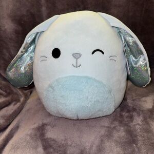 Bastian 11 inch blue spring bunny squishmallow , glittery ears and so cute!